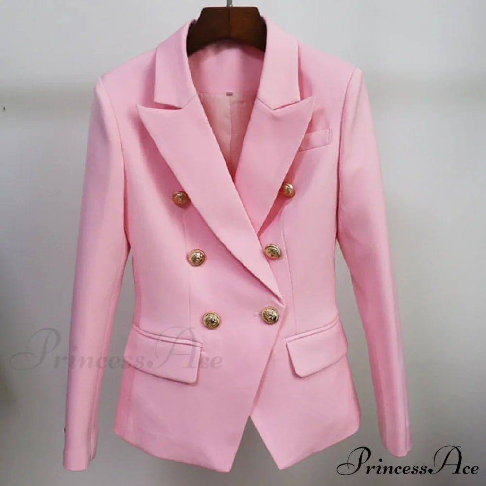 Classic Double Breasted Metal Lion Buttons Blazer - Image 9