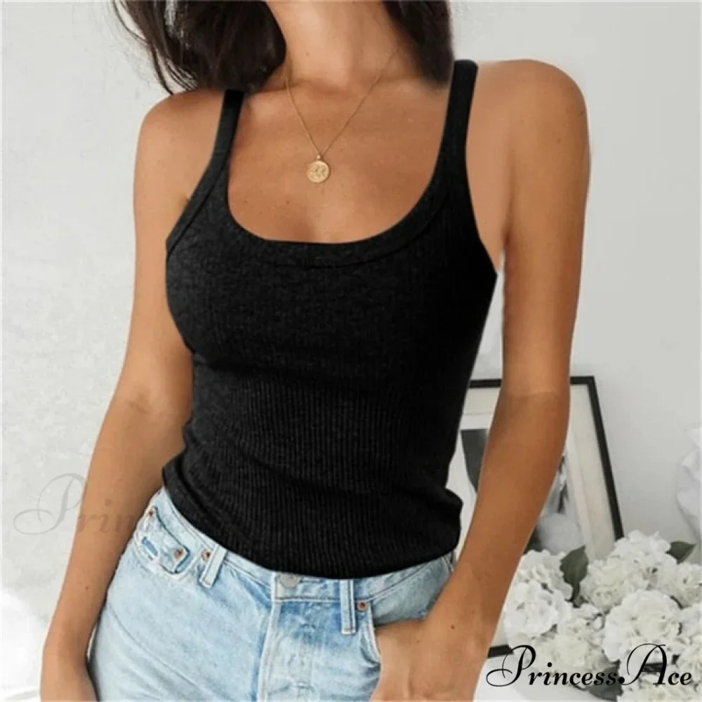 Spaghetti Vest Quality Knitted Camis U-neck Tank Tops - Image 5