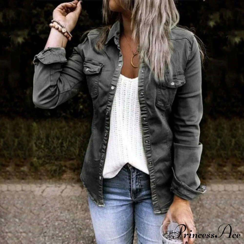 Thin Solid Denim Jacket - Image 2