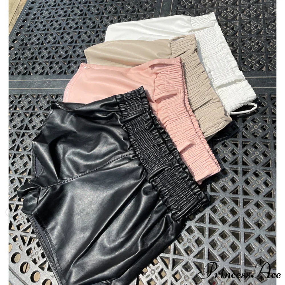 BlackFaux Leather Biker Shorts - Image 4