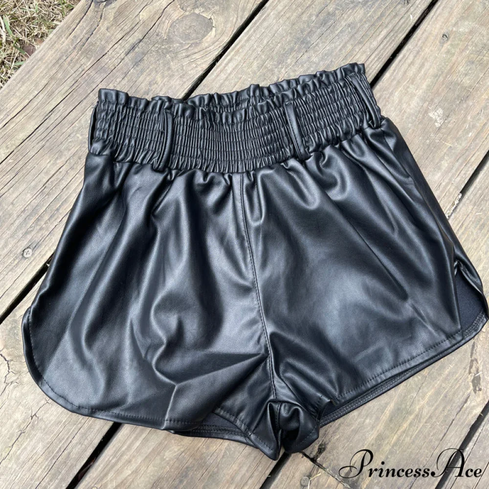 Elastic High Waist White PU Shorts - Image 4