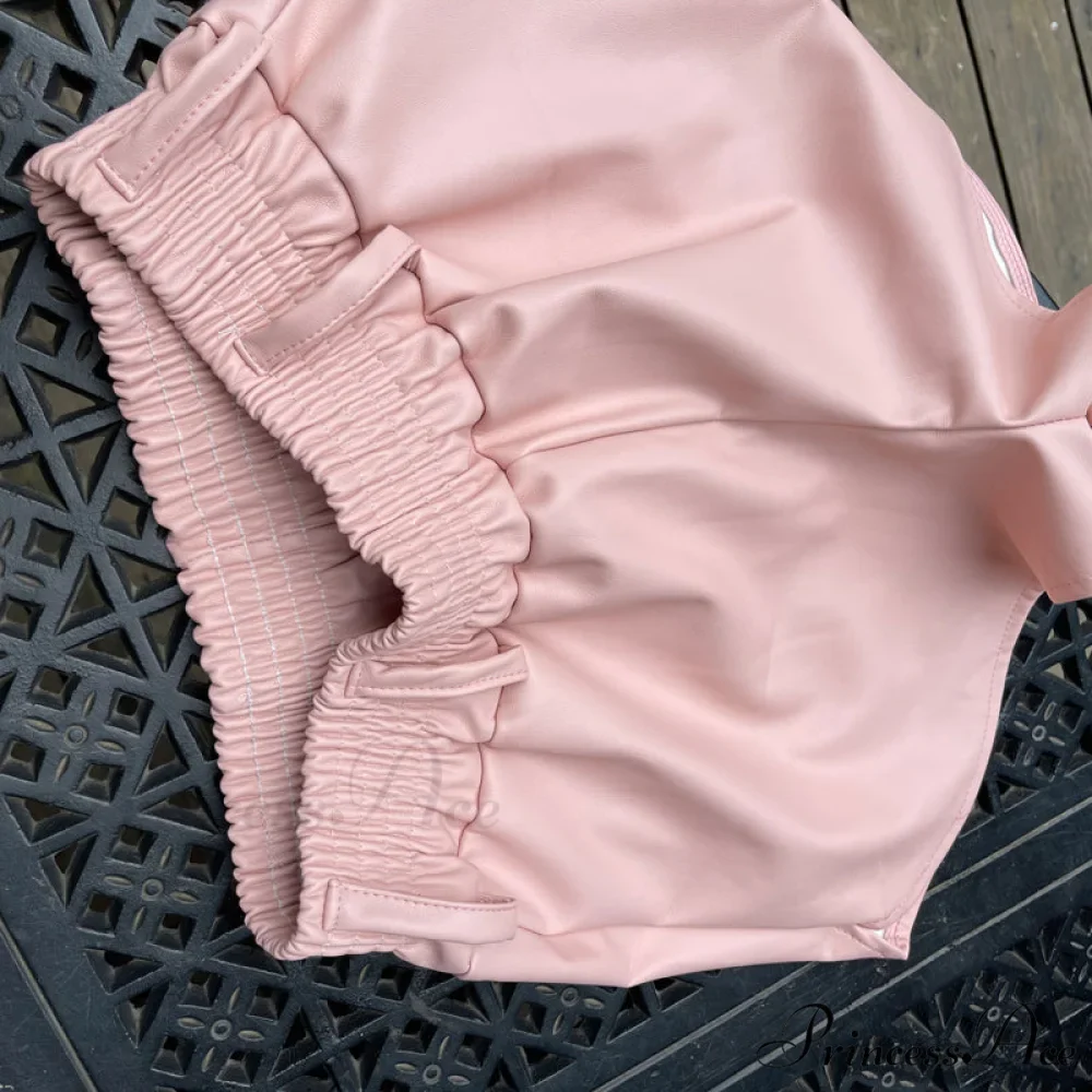 Elastic High Waist White PU Shorts - Image 5