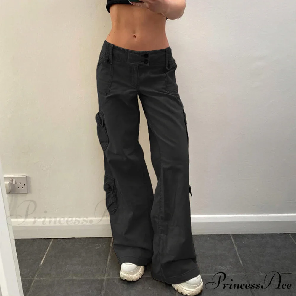 Straight High Waist Vintage Cargo Trousers - Image 9