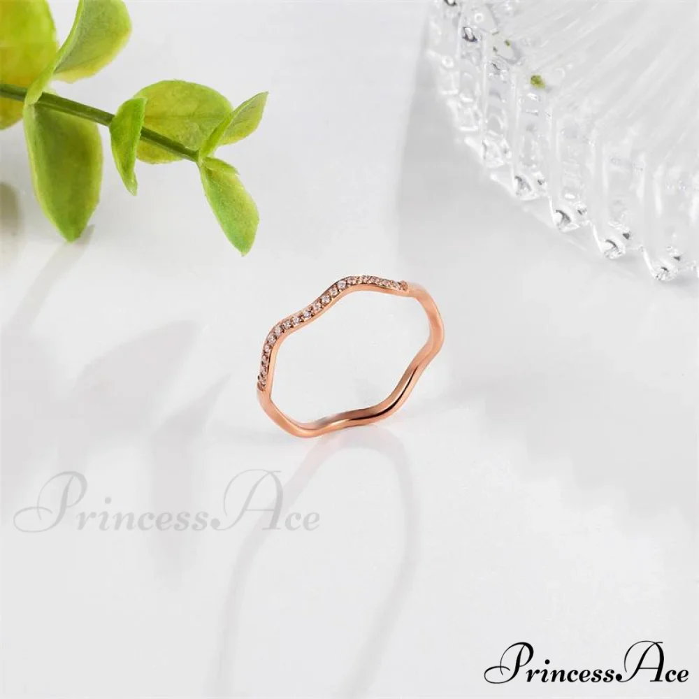 Personalized Irregular Curved Edge Rose Gold Ring