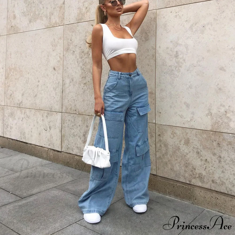 Casual Loose Baggy Cargo Jeans - Image 3