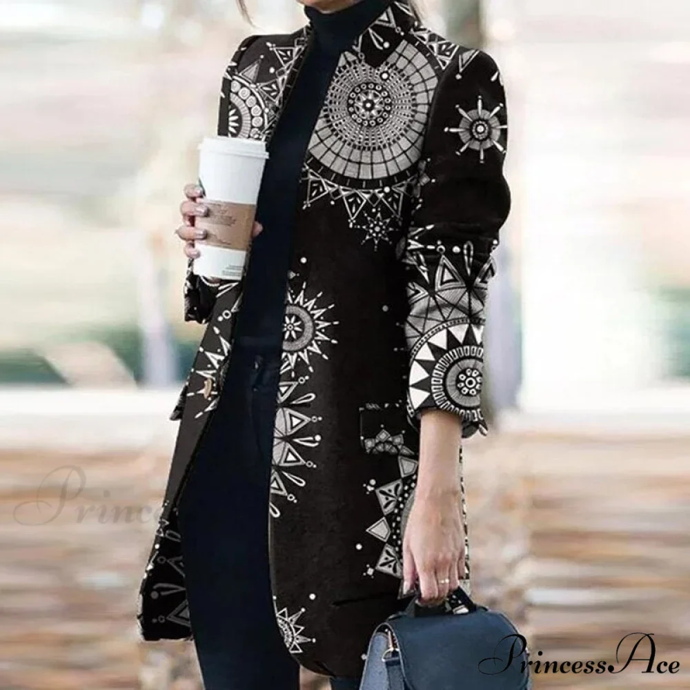 Plaid Printing Long Thin Coat - Image 7