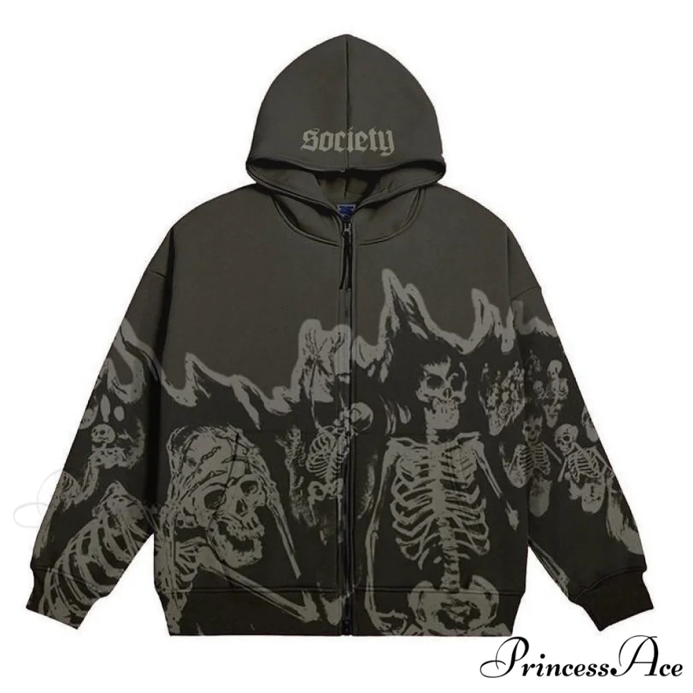 Vintage Printed Zip Up Hoodie - Image 7