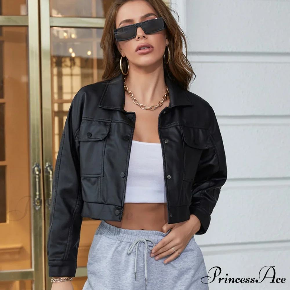 Faux Leather Short Y2k Jacket