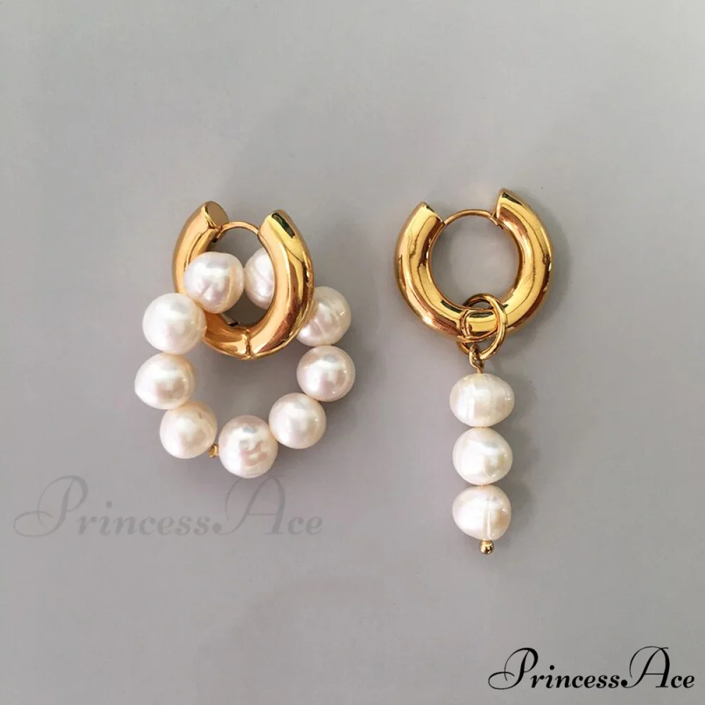 Natural Freshwater New Trend Double Circle Dangle Earrings