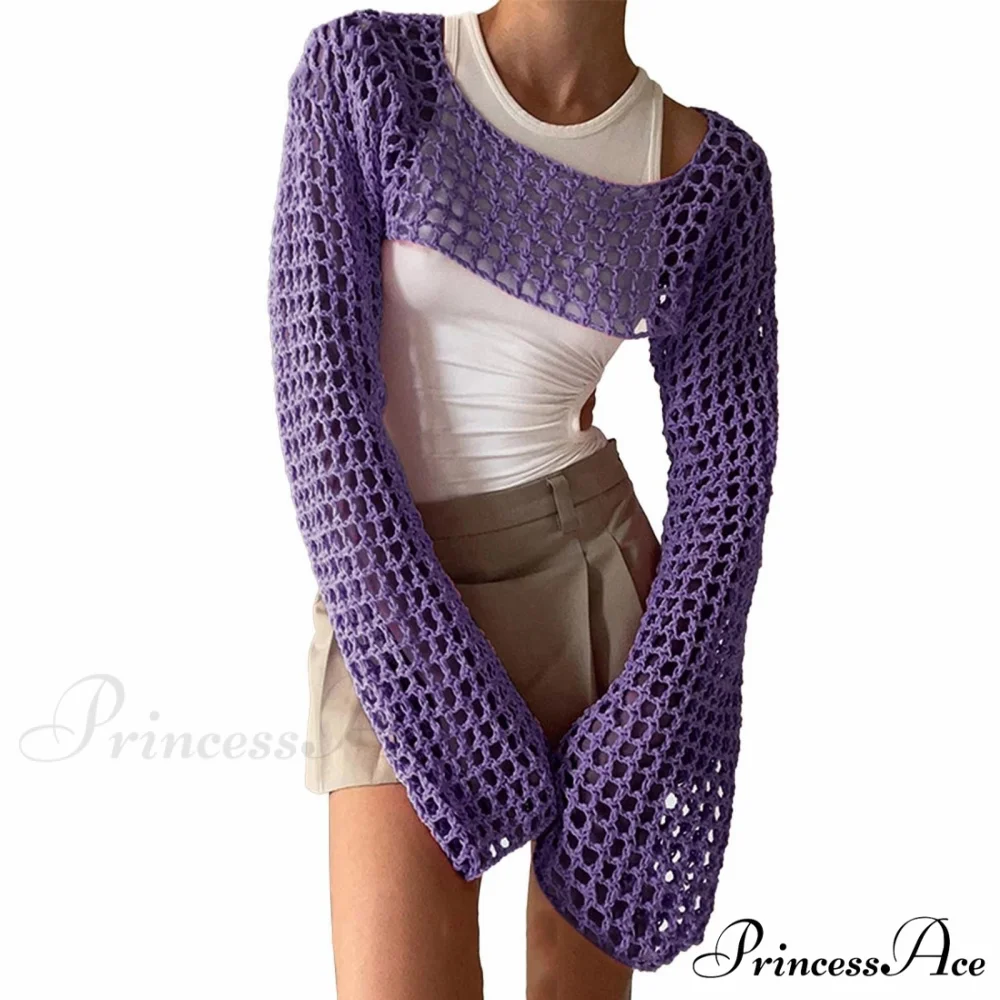Summer Sexy Long Sleeve Smock Knitted Crop Top - Image 10