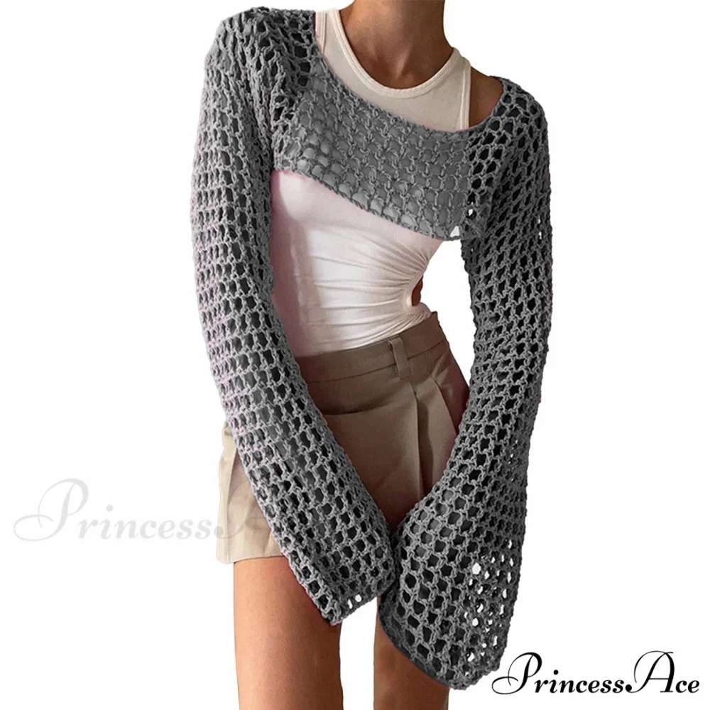 Summer Sexy Long Sleeve Smock Knitted Crop Top - Image 17