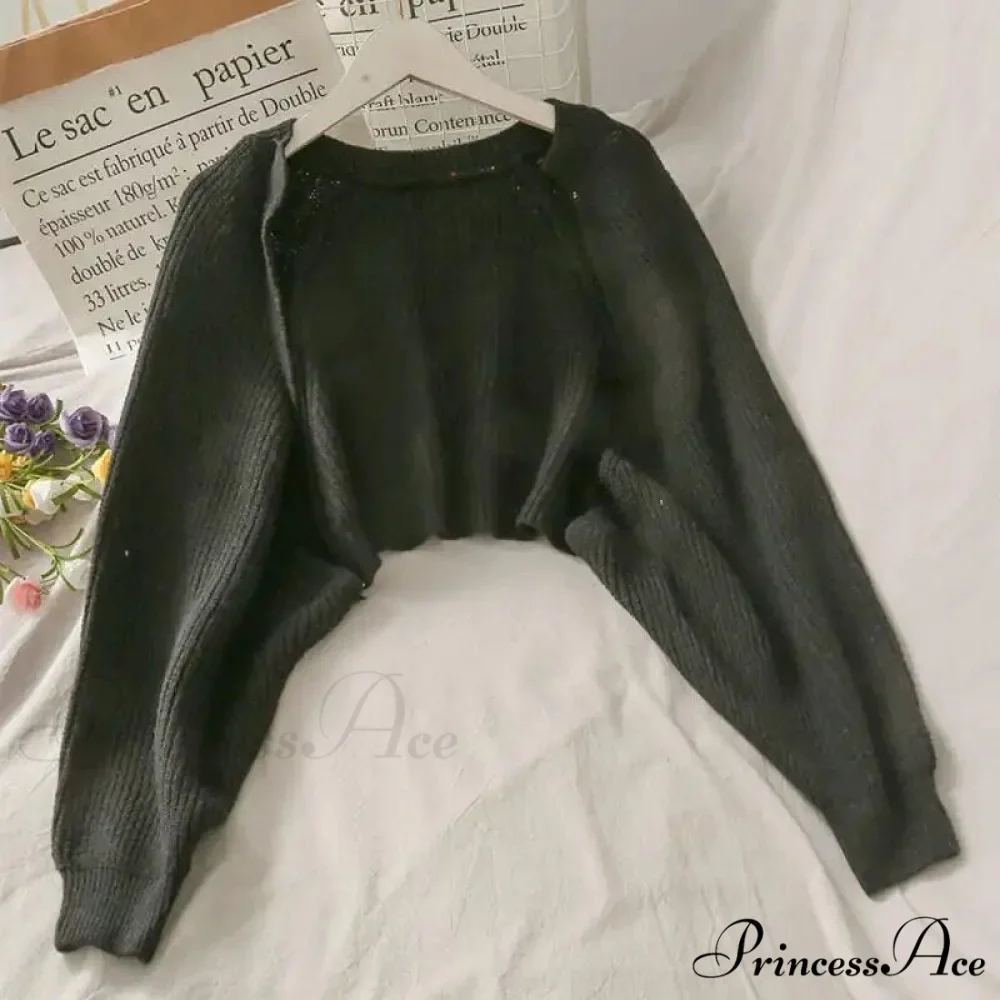 Female Solid Casual Chic Short Knitted Cardigans - Image 2