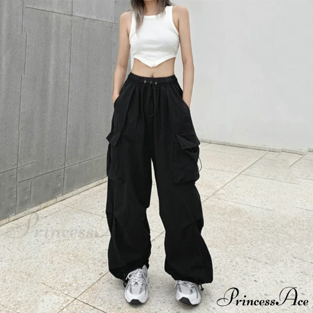 Straight Trousers Fashion Wide Leg Pockets Joggers Trousers - Image 5