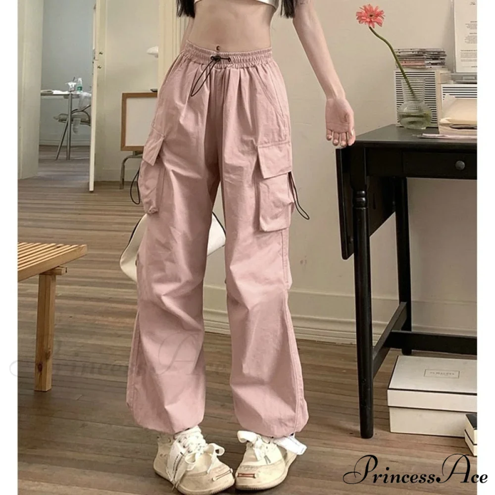 Casual Baggy Straight Wide Leg Pockets Joggers Trousers