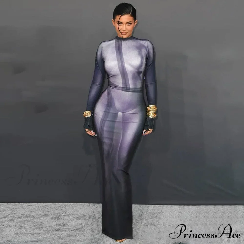 Printed Party Club Bodycon Streetwear Long Dress