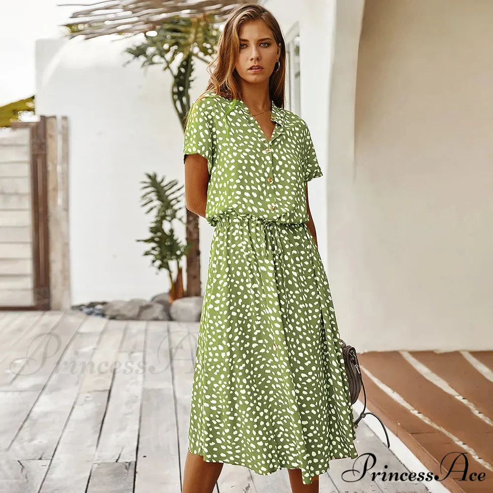 Floral Print Vintage Short Sleeve Boho Dress - Image 8
