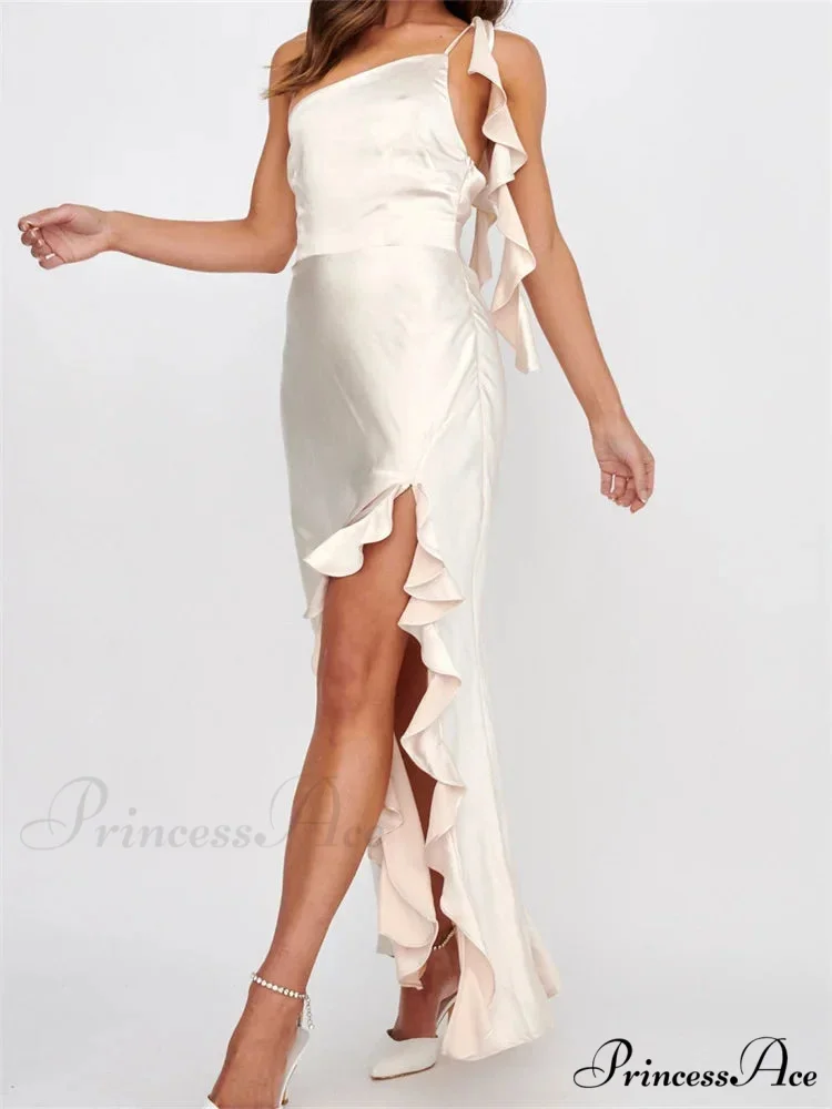 Women Summer Evening Sleeveless Strap Backless Off Shoulder High Split Ruffles Party Female Vestidos - Image 4