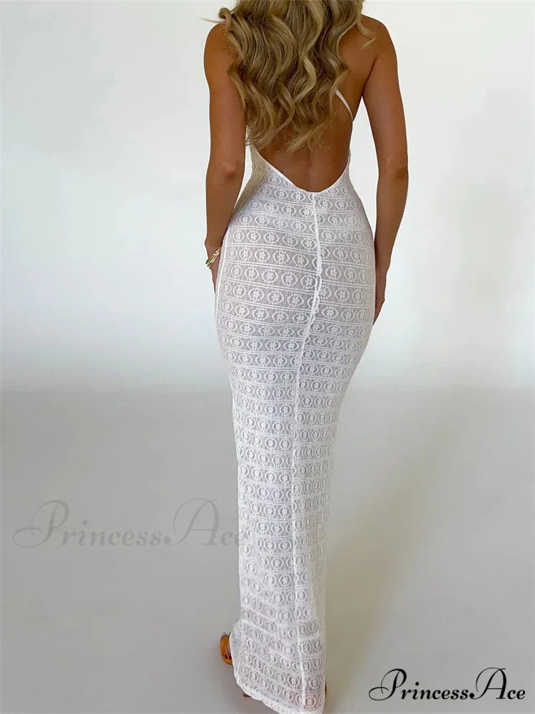 Sexy Women Mesh Sheer See Through Lace Patchwork Backless Deep V-neck Slim Fit Party Beachwear - Image 3