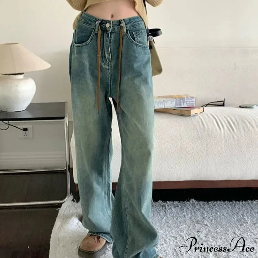 Harajuku Trend Japanese Style High-Waisted Straight New Autumn Leg Fashion Jean
