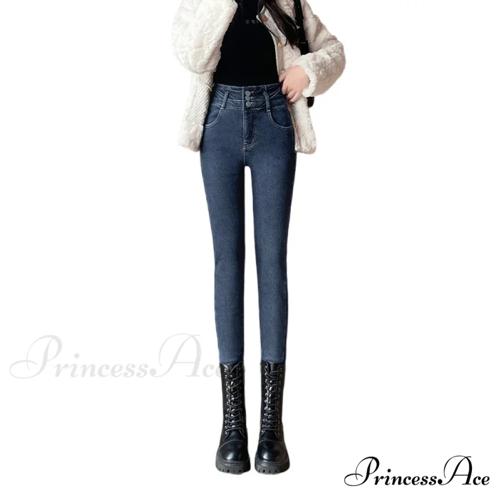 Winter Plus Velvet Skinny Women Stretch Denim Trousers Retro Patchwork Autumn Warm Thick Pencil Pants Jean - Image 5