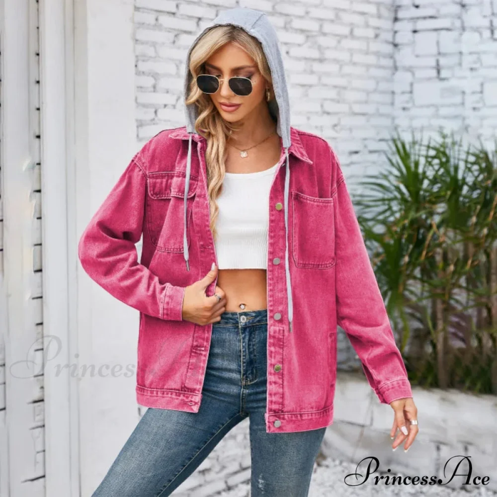 Womens Autumn Spring Oversized Denim Casual Distressed Boyfriend Comfy Jacket - Image 4