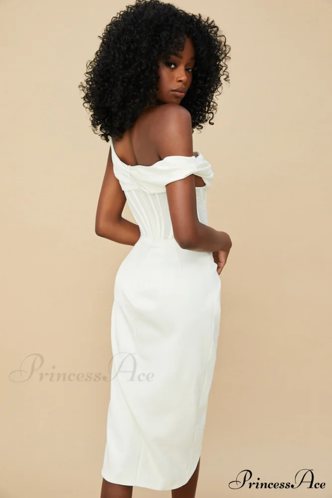 Asymmetric Drape Stylish Midi Corset Dress - Image 13
