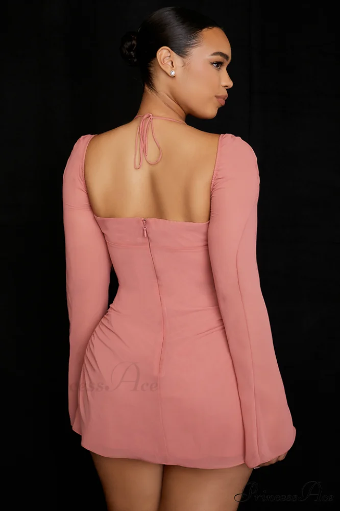 Chiffon Halter Stylish Mini Dress - Image 37