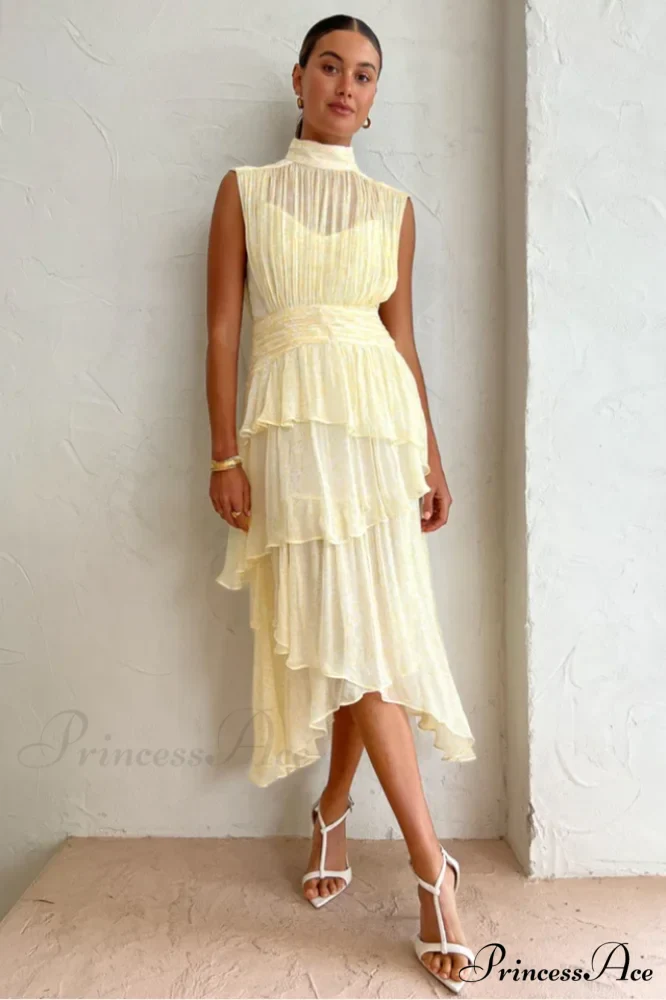 Faye Sleeveless Stylish Ruched Midi Dress