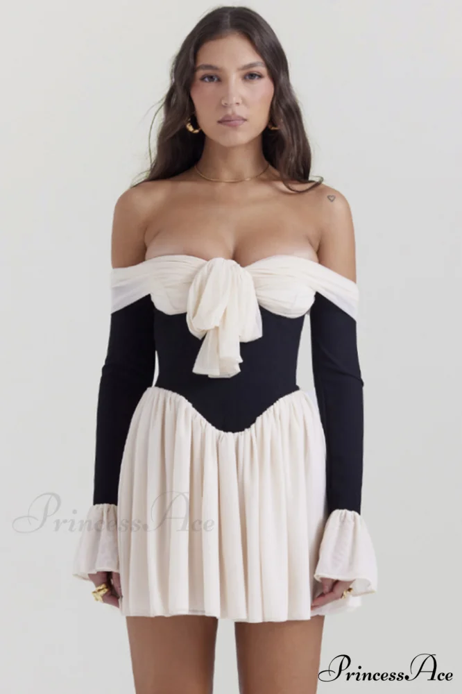 Alana Bateau Stylish Neck Mini Dress