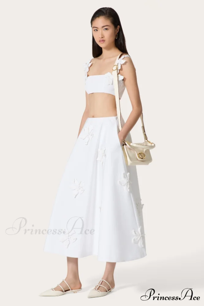 Floral Appliqu鑼?Crop Charming Top & Skirt Set