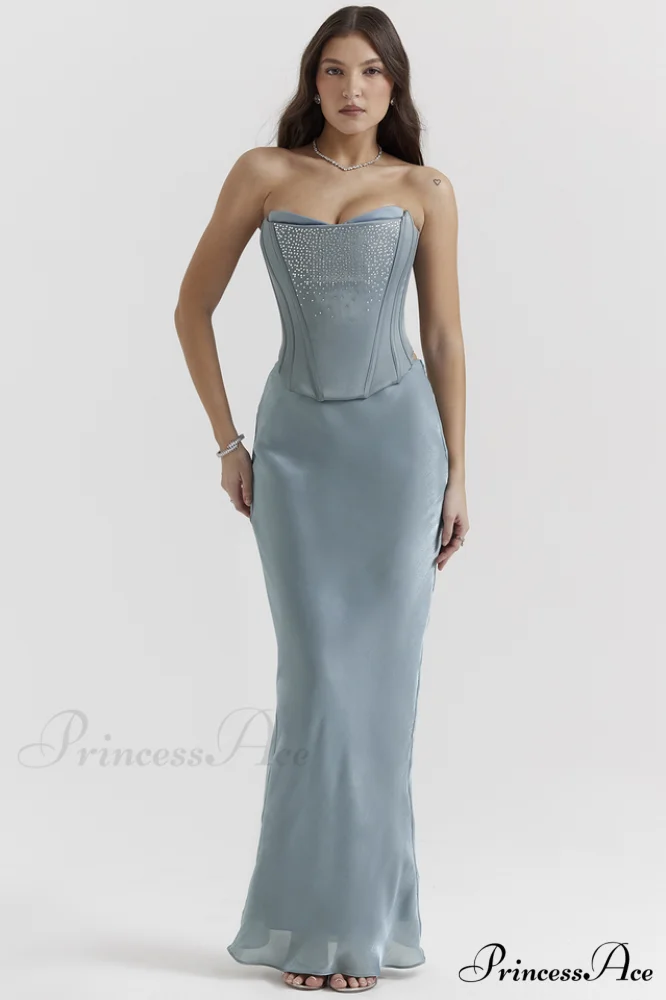 Amadi Satin Bra Charming + Maxi Skirt Set