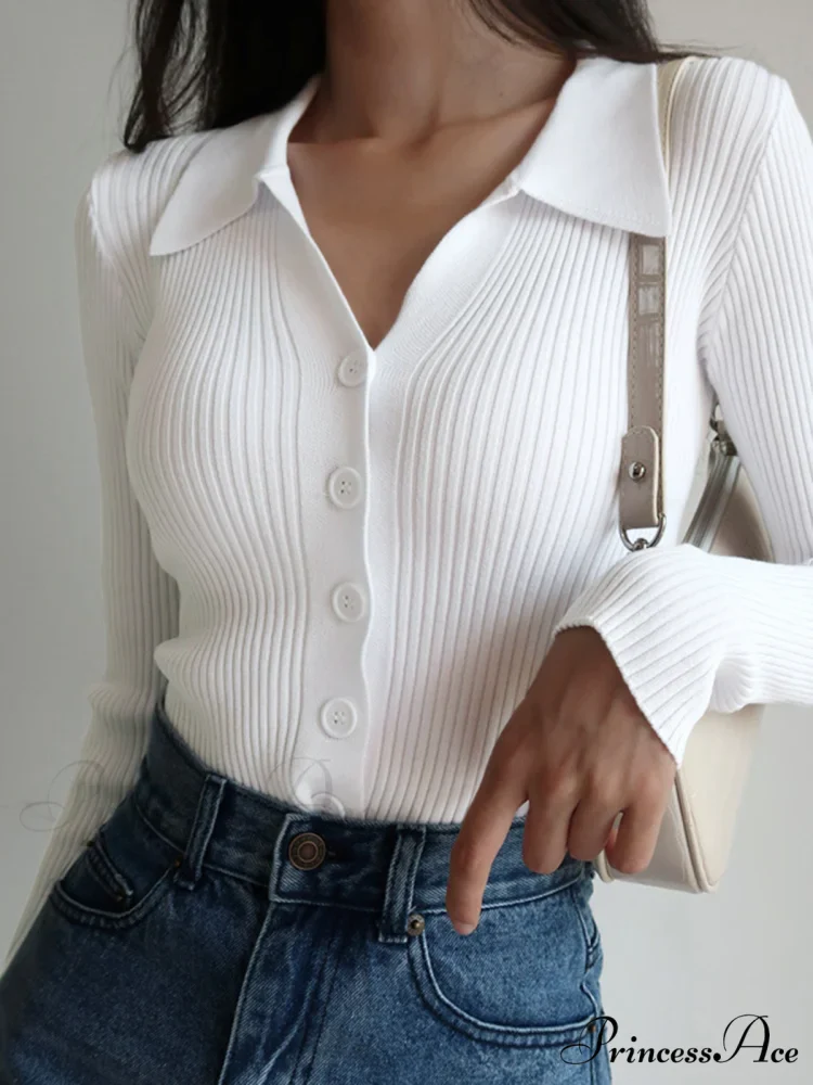 Button Up Graceful Collared Cardigan