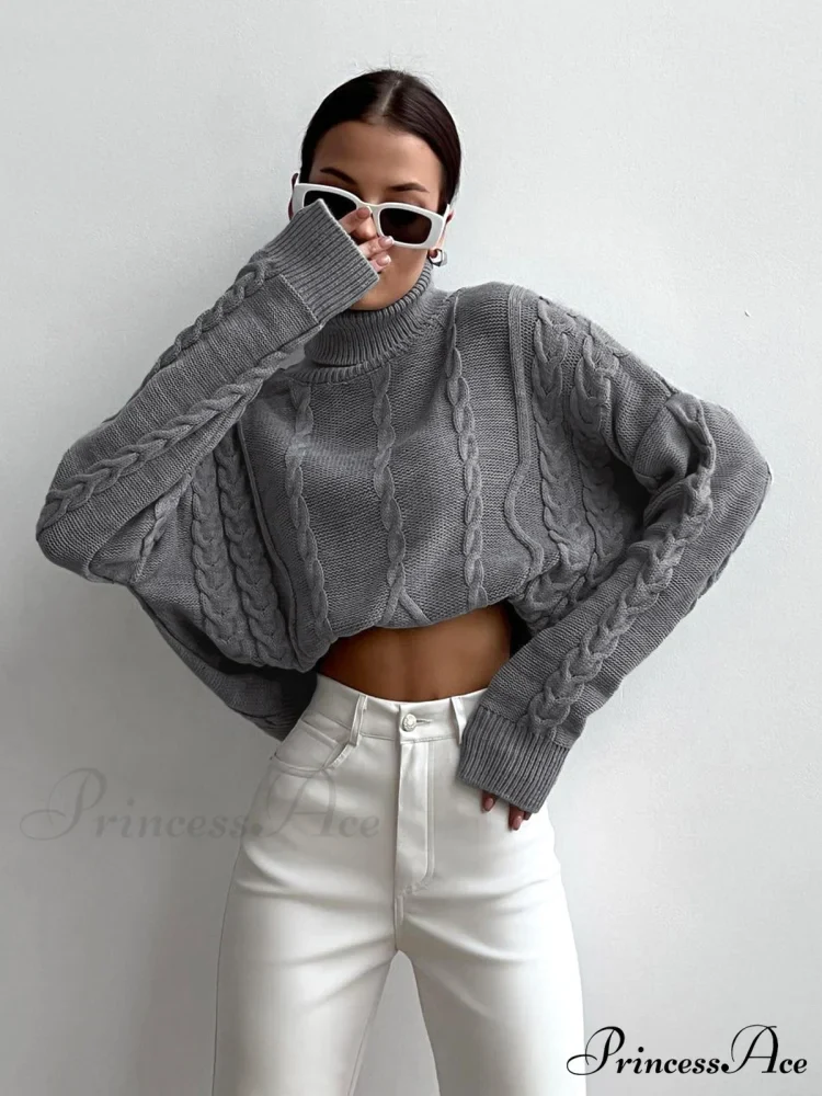 Cable Knit Graceful Turtleneck Oversized Sweater