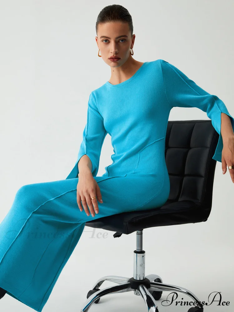 Coastal Allure Long Trendy Sleeve Long Sweater Dress