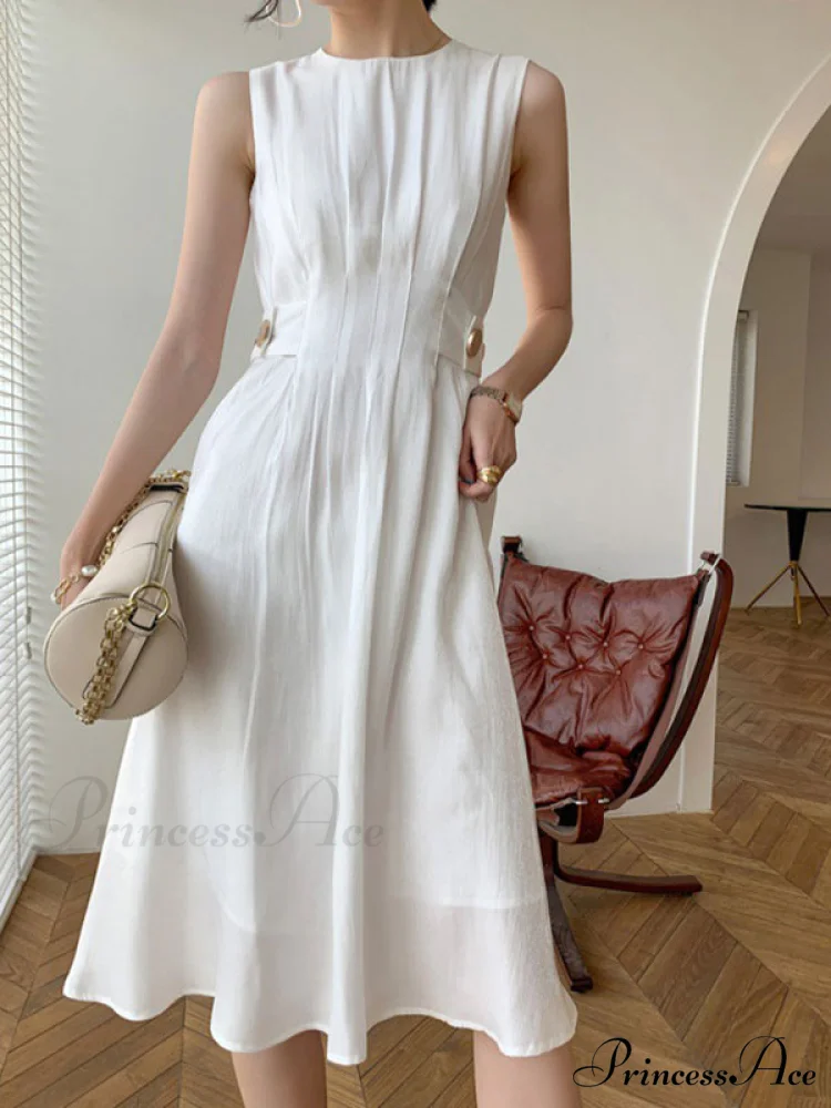 Button Embellished Long Trendy Sleeve Midi Dress