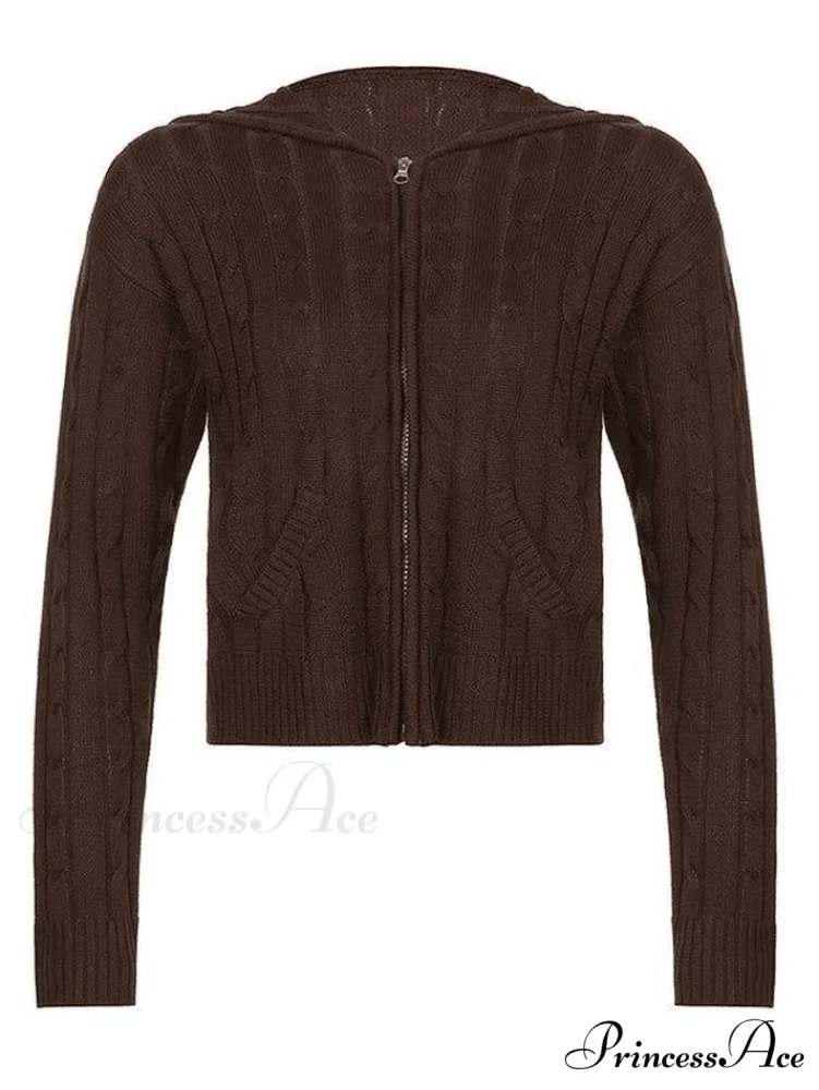 Hooded Button Graceful Front Knit Cardigan - Image 5