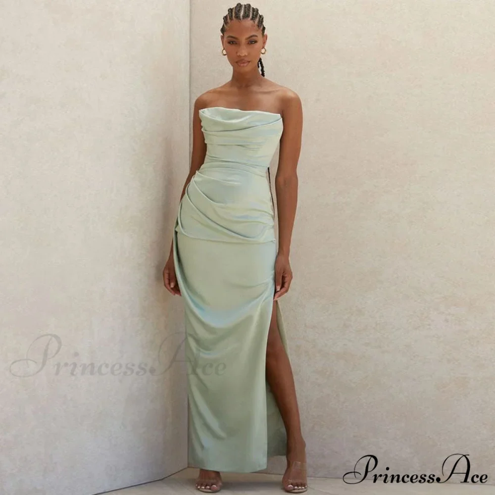 Cowl Neck Strapless Slit Modern Maxi Evening Dress - Black