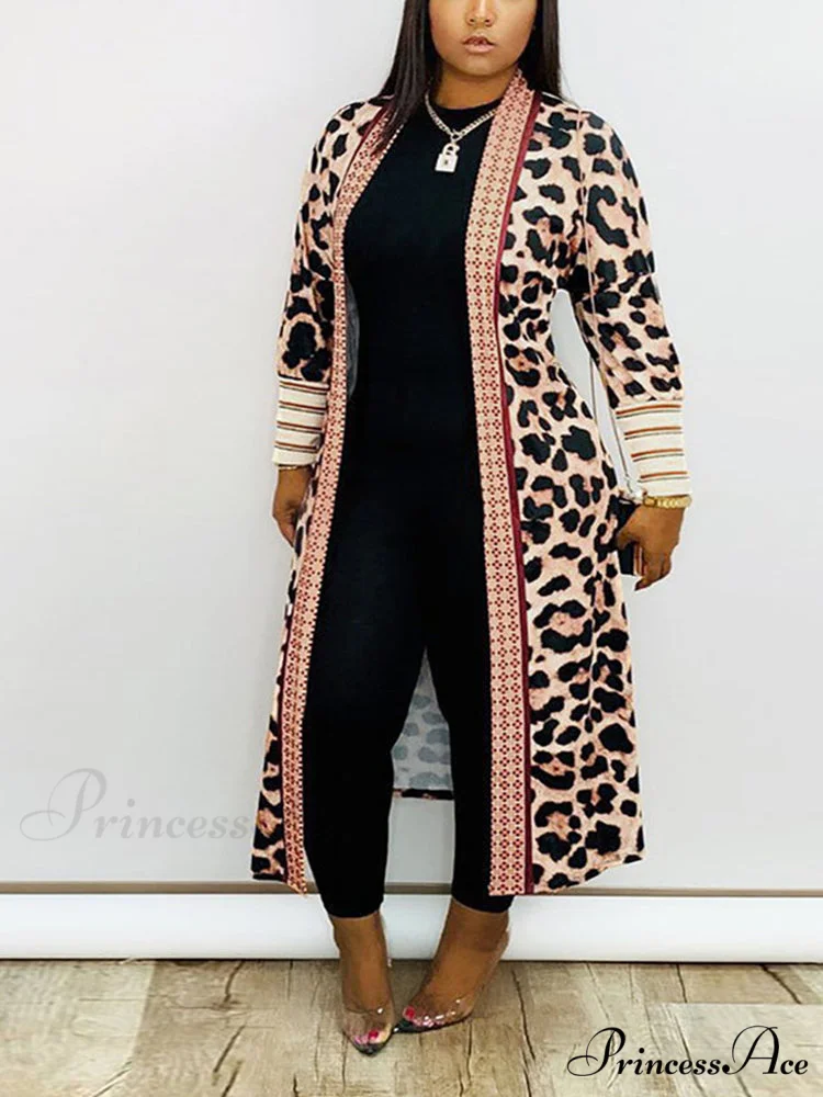 Leopard Print Graceful Bowknot Pleated Dress
