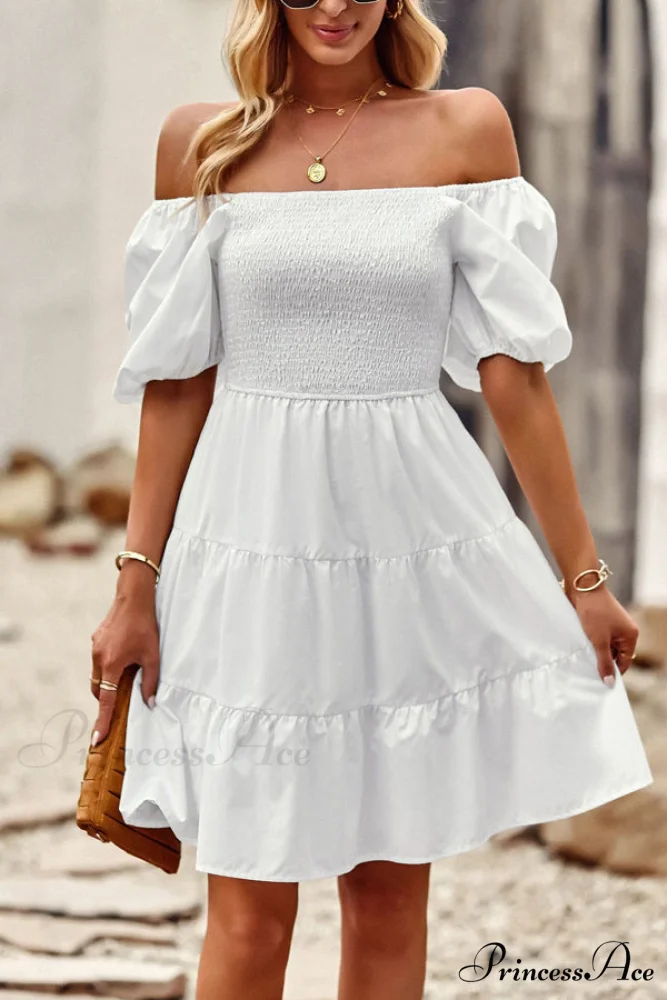 Fashion Ruffle Hem Trendy Solid Color Cusual Dress