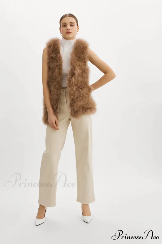 Selma Black Stylish Feather Vest