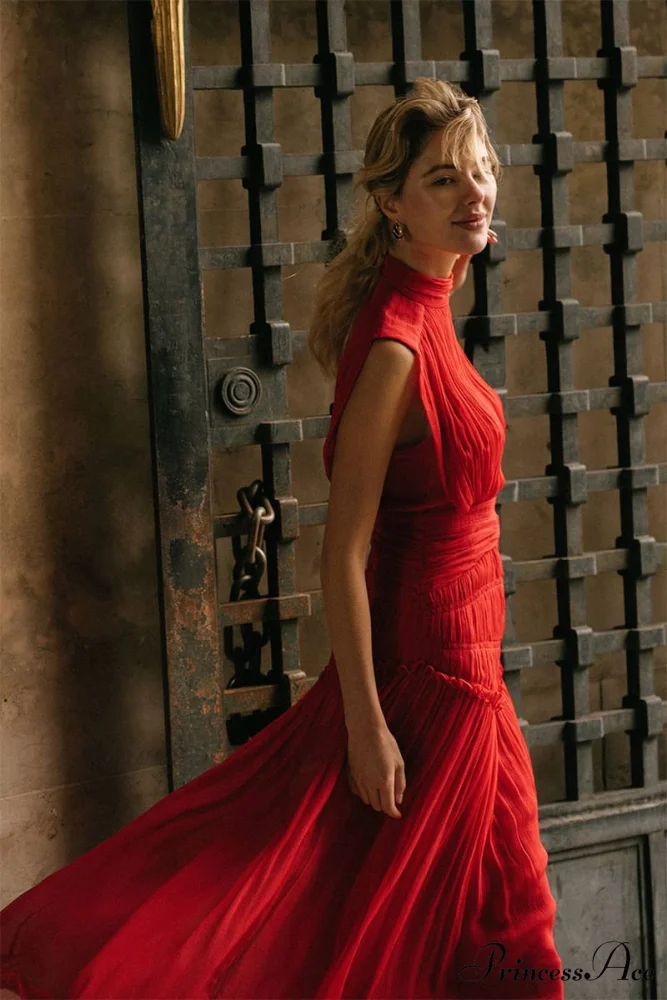 Remarkable Moment High Trendy Neck Maxi Dress