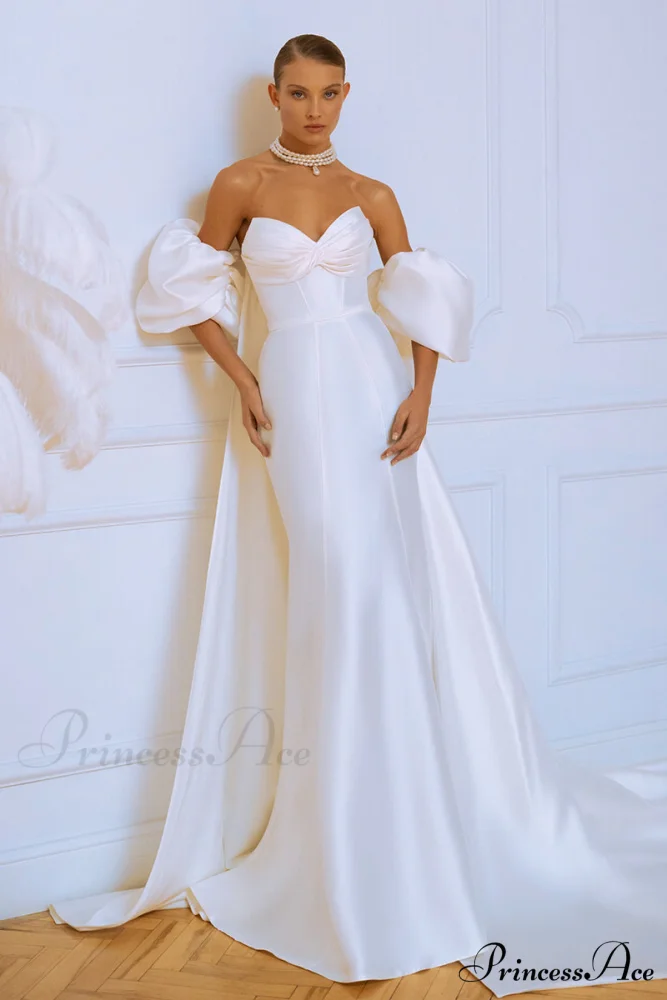 Passionate Love Strapless Trendy Satin Wedding Gown