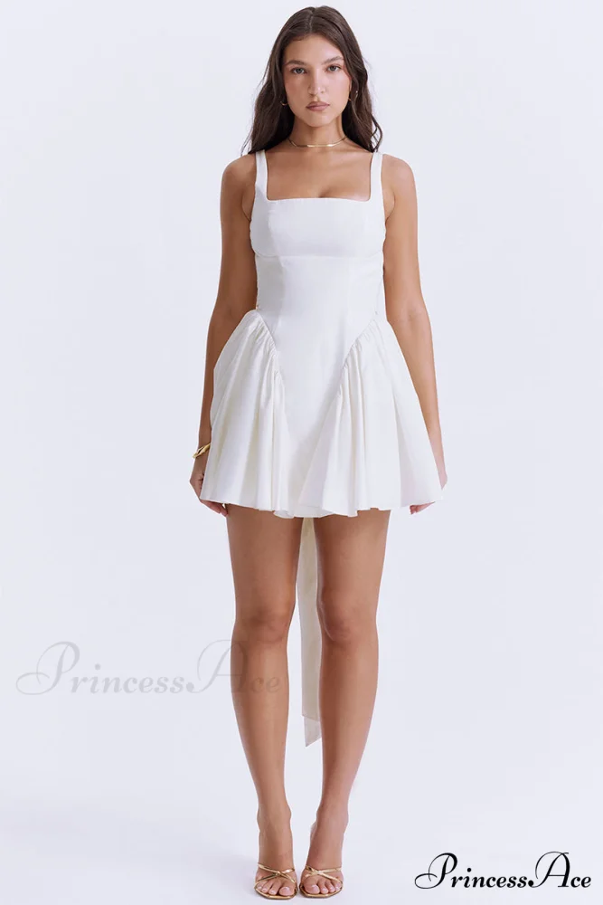 Monterey Cypress White Trendy Bow Mini Dress