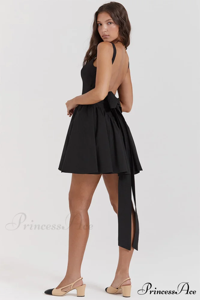 Monterey Cypress White Trendy Bow Mini Dress - Image 27