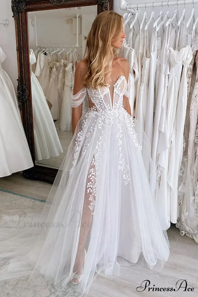 Fairytale Romance Graceful Off-the-Shoulder Wedding Dress