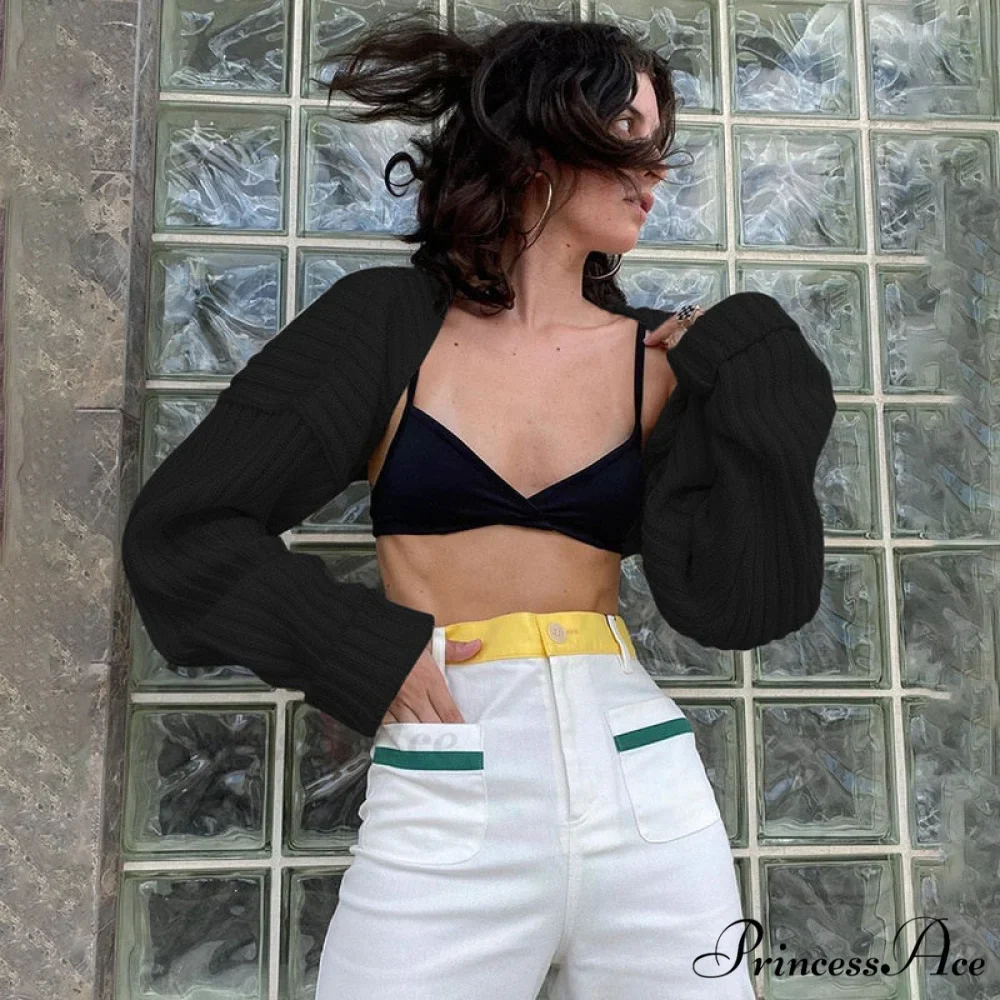 Knit Sweater Stylish Cropped Sleeve - Image 15