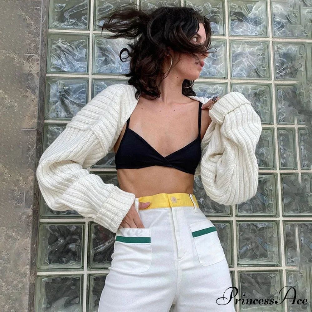 Knit Sweater Stylish Cropped Sleeve - Image 22