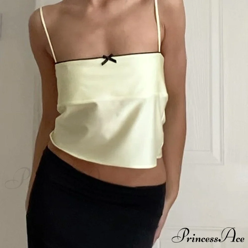 Satin Cami Bow Charming Backless Tie-Up Top - Image 4