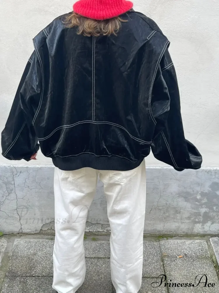 Collar Zipper Stylish Bomber Overshirt Jacket - Image 10