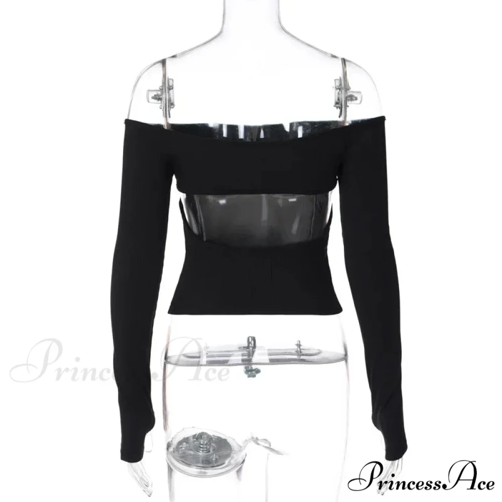 Off-shoulder Long Sleeve Charming Backless Bow Crop Top - Image 18
